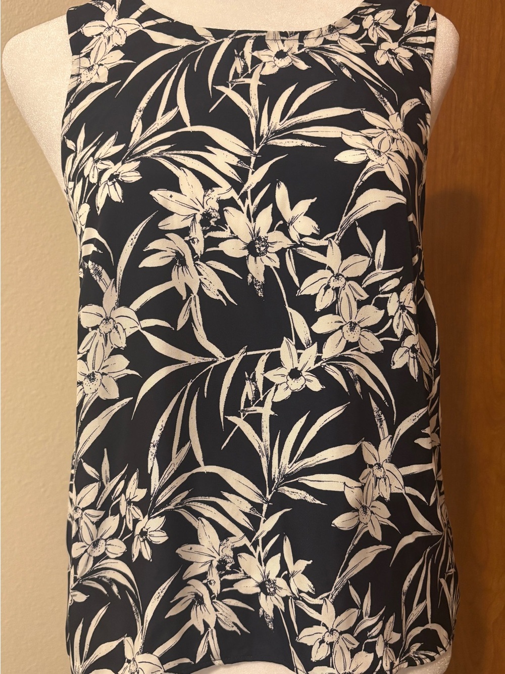 MADEWELL Sleeveless Floral Shell Top - Classic Black/White